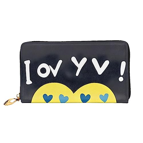 AkosOL Love You with All My Heart Ledergeldbörse, lange Clutch, weiches Material, Reißverschluss-Design, Anti-Verlust-Geld, 12 Bankkartenfächer, leicht, wasserdicht und langlebig für das stilvolle von AkosOL