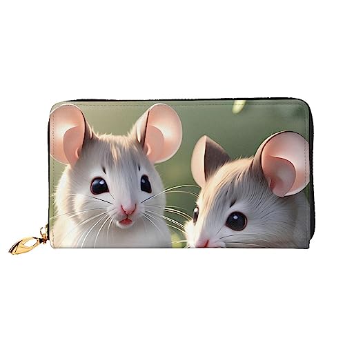 AkosOL Mouse in Love Ledergeldbörse, lange Clutch, weiches Material, Reißverschluss-Design, Anti-Verlust-Geld, 12 Bankkartenfächer, leicht, wasserdicht und langlebig für das stilvolle Mädchen, Schwarz von AkosOL