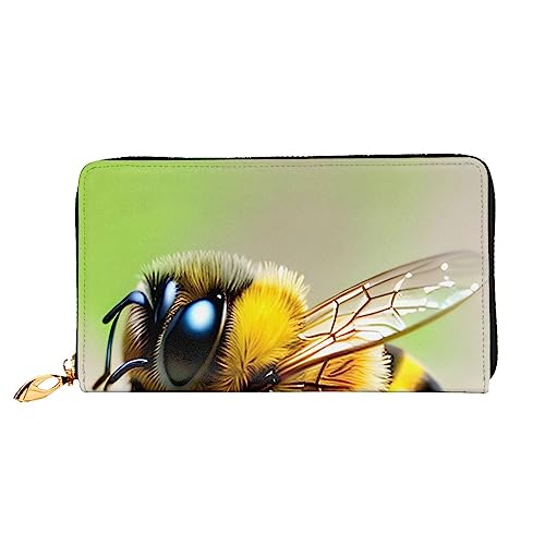 AkosOL Niedliche kleine Bienen-Ledergeldbörse, lange Clutch-Geldbörse, weiches Material, Reißverschluss-Design, Anti-Verlust-Geld, 12 Bankkartenfächer, leicht, wasserdicht und langlebig für das von AkosOL