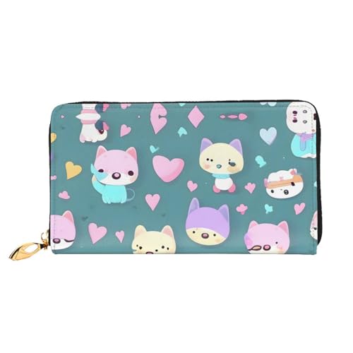 AkosOL Niedliche kleine Fuchs-Ledergeldbörse, lange Clutch-Geldbörse, weiches Material, Reißverschluss-Design, Anti-Verlust-Geld, 12 Bankkartenfächer, leicht, wasserdicht und langlebig für das von AkosOL