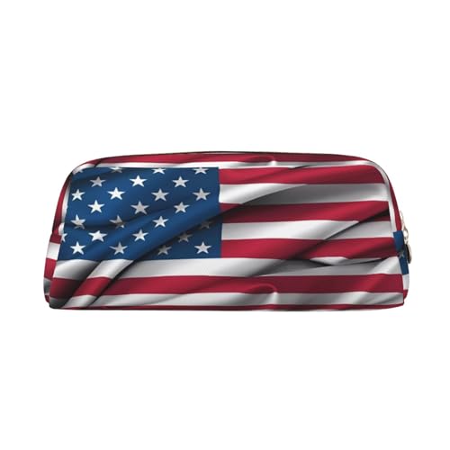 AkosOL PVC-Federmäppchen mit amerikanischer Flagge, klein und einfach, großes Fassungsvermögen, bietet Platz für 30 Stifte, gepolstertes Futter für sicheren Schutz für Gegenstände von AkosOL