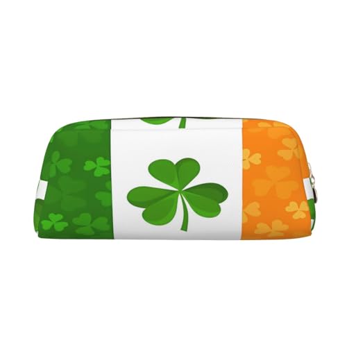 AkosOL PVC-Federmäppchen mit irischer Flagge, klein und einfach, großes Fassungsvermögen, bietet Platz für 30 Stifte, gepolstertes Futter für sicheren Schutz für Gegenstände von AkosOL