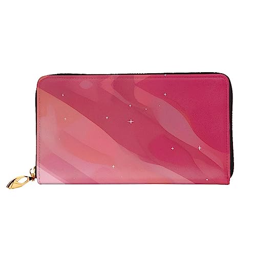 AkosOL Pink Gradient Style Leather Wallet,Long Clutch Purse,Soft Material,Zip Design Anti-Loss Money,12 Bank Card Slots,Lightweight,Waterproof and Durable for The Stylish Girl, Schwarz , Einheitsgröße von AkosOL