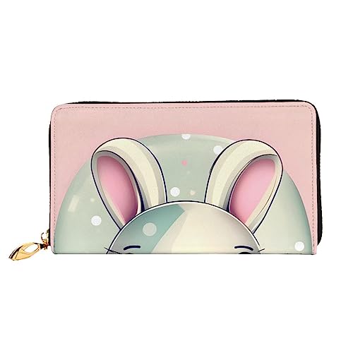 AkosOL Rosa Cartoon-Hasen-Ledergeldbörse, lange Clutch-Geldbörse, weiches Material, Reißverschluss-Design, Anti-Verlust-Geld, 12 Bankkartenfächer, leicht, wasserdicht und langlebig für das stilvolle von AkosOL