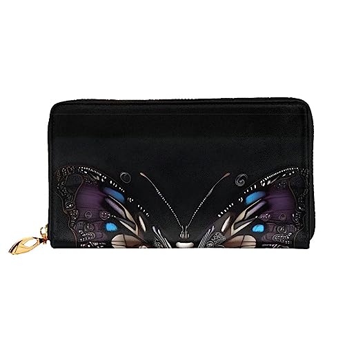 AkosOL Science Butterfly Ledergeldbörse, lange Clutch, weiches Material, Reißverschluss-Design, Anti-Verlust-Geld, 12 Bankkartenfächer, leicht, wasserdicht und langlebig für das stilvolle Mädchen, von AkosOL