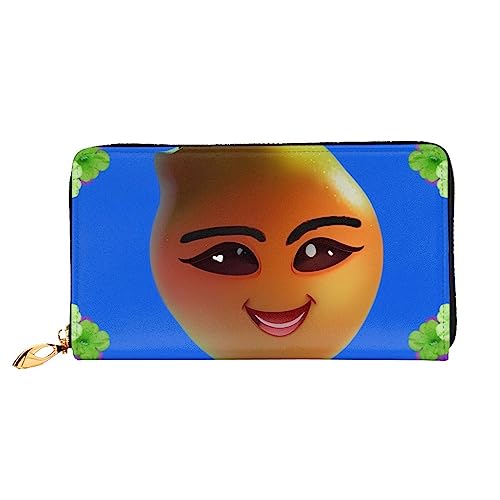 AkosOL Smiley Geldbörse aus Leder, lange Clutch, weiches Material, Reißverschluss-Design, Anti-Verlust-Geld, 12 Bankkartenfächer, leicht, wasserdicht und langlebig für das stilvolle Mädchen, Schwarz , von AkosOL