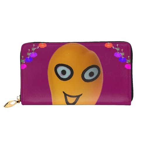 AkosOL Smiley Mango-Leder-Geldbörse, lange Clutch-Geldbörse, weiches Material, Reißverschluss-Design, Anti-Verlust-Geld, 12 Bankkartenfächer, leicht, wasserdicht und langlebig für das stilvolle von AkosOL