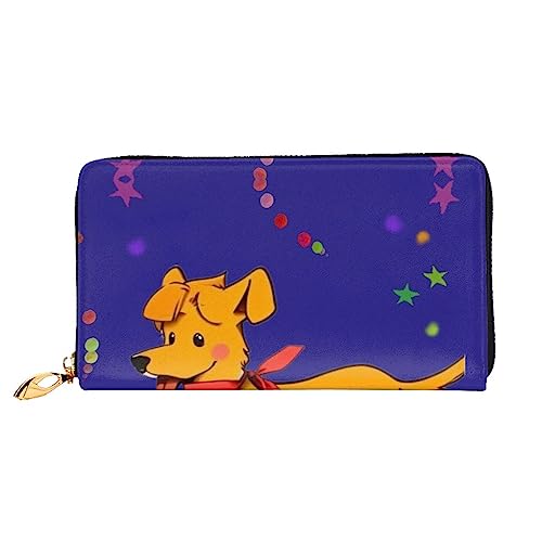 AkosOL Spitting Tongue Cartoon Dog Leather Wallet,Long Clutch Purse,Soft Material,Zip Design Anti-Loss Money,12 Bank Card Slots,Lightweight,Waterproof and Durable for The Stylish Girl, Schwarz , von AkosOL