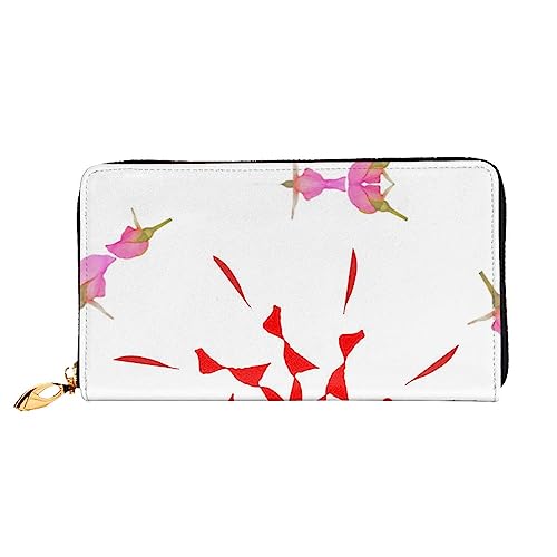 AkosOL The Budding and Turning Flower Leather Wallet,Long Clutch Purse,Soft Material,Zip Design Anti-Loss Money,12 Bank Card Slots,Lightweight,Waterproof and Durable for The Stylish Girl, Schwarz , von AkosOL