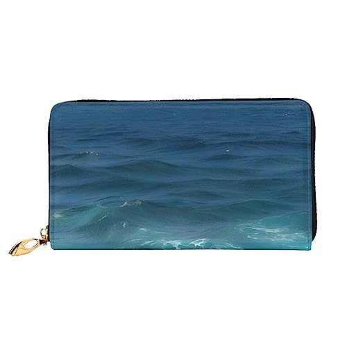 AkosOL The Deep Ocean Ledergeldbörse, lange Clutch, weiches Material, Reißverschluss-Design, Anti-Verlust-Geld, 12 Bankkartenfächer, leicht, wasserdicht und langlebig für das stilvolle Mädchen, von AkosOL