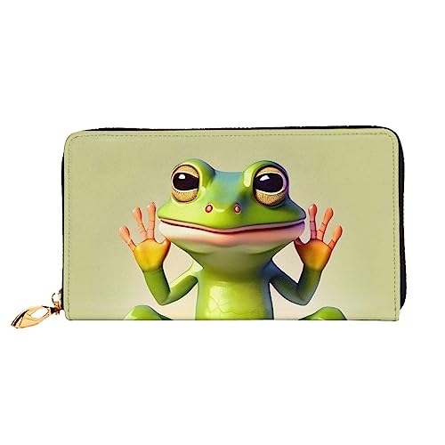 AkosOL The Funny Frog Doing Yoga Leather Wallet,Long Clutch Purse,Soft Material,Zip Design Anti-Loss Money,12 Bank Card Slots,Lightweight,Waterproof and Durable for The Stylish Girl, Schwarz , von AkosOL