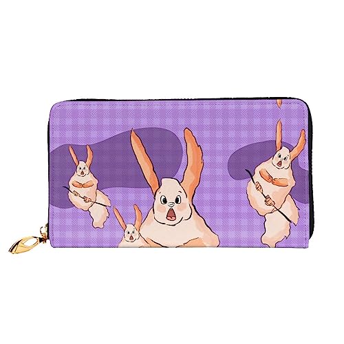 AkosOL Wacky Bunny Ledergeldbörse, lange Clutch, weiches Material, Reißverschluss-Design, Anti-Verlust-Geld, 12 Bankkartenfächer, leicht, wasserdicht und langlebig für das stilvolle Mädchen, Schwarz , von AkosOL