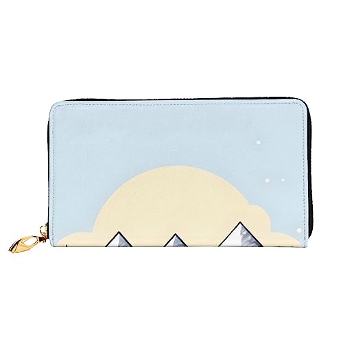 AkosOL White Snowy Mountains Ledergeldbörse, lange Clutch, weiches Material, Reißverschluss-Design, Anti-Verlust-Geld, 12 Bankkartenfächer, leicht, wasserdicht und langlebig für das stilvolle Mädchen, von AkosOL