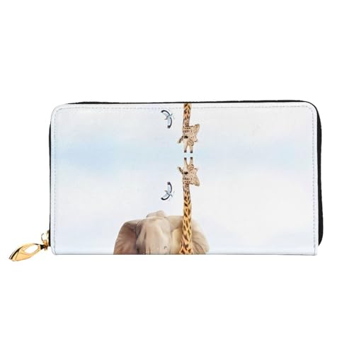 Animal Safari Ledergeldbörse, lange Clutch, weiches Material, Reißverschluss-Design, Anti-Verlust-Geld, 12 Bankkartenfächer, leicht, wasserdicht und langlebig für das stilvolle Mädchen, Schwarz , von AkosOL