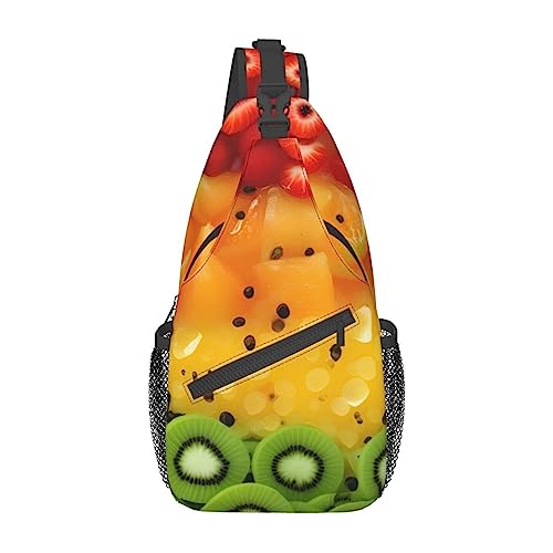 Fresh Fruit Multifunktionale Nylon-Brusttasche, leicht und tragbar, geeignet für Männer und Frauen, perfekte Größe, langlebig und wasserdicht, Schwarz, Einheitsgröße von AkosOL