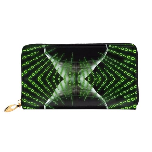 Hacker Attack Ledergeldbörse, lange Clutch, weiches Material, Reißverschluss-Design, Anti-Verlust-Geld, 12 Bankkartenfächer, leicht, wasserdicht und langlebig für das stilvolle Mädchen, Schwarz , von AkosOL