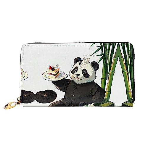 Pandas of Father and Son Ledergeldbörse, lange Clutch, weiches Material, Reißverschluss-Design, Anti-Verlust-Geld, 12 Bankkartenfächer, leicht, wasserdicht und langlebig für das stilvolle Mädchen, von AkosOL