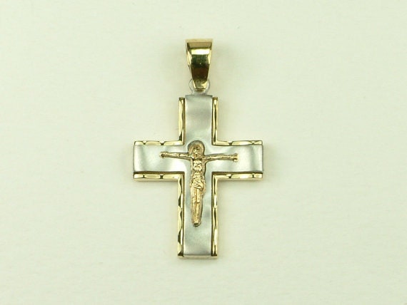 18K Goldkreuz Mit Gekreuzigtem Jesus Christus von AkoyaPearls