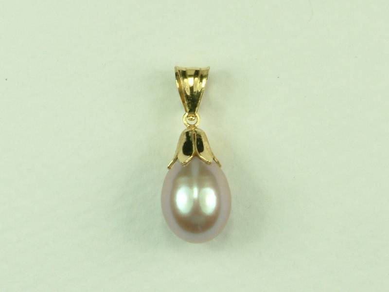Anhänger Aus 18K Gold Mit Rosa - Lavendelfarbener Perle von AkoyaPearls