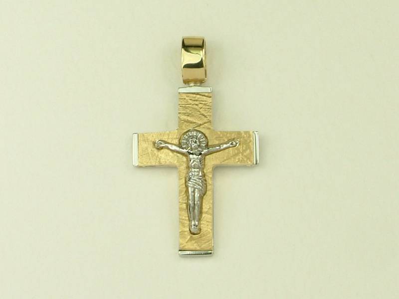 Gold 14K Kreuz Mit Gekreuzigtem Jesus Christus von AkoyaPearls
