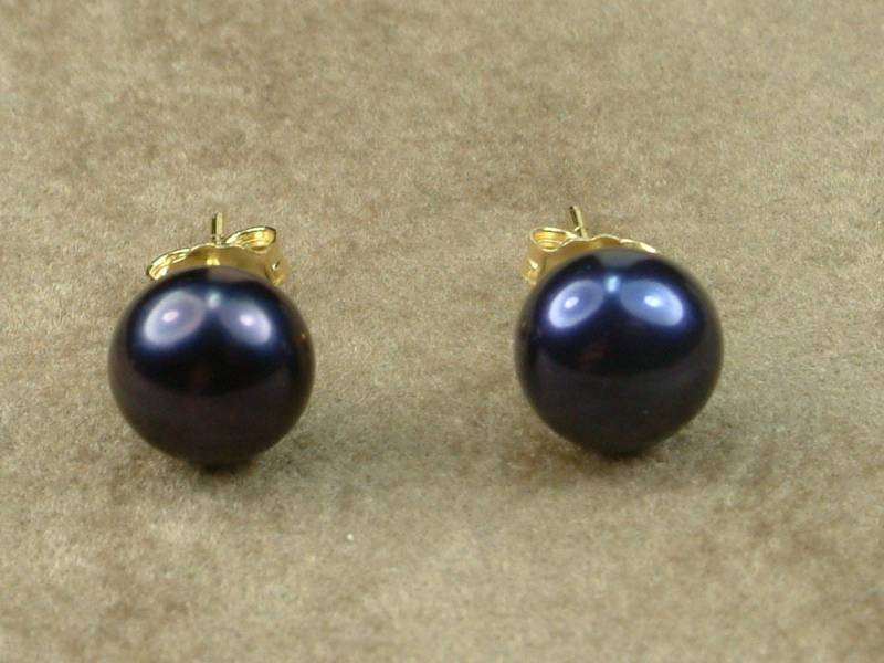 Schwarze Perlenohrringe 8, 5 Mm von AkoyaPearls