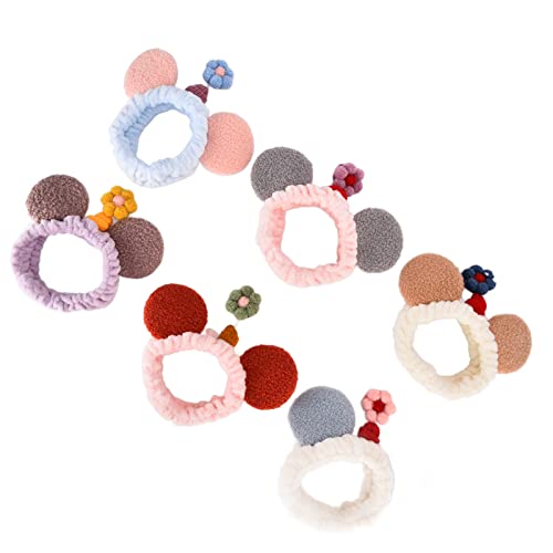 6 Stück Bezaubernde Dreidimensionale Sonnenblumen-Haarbänder, Verstellbare Korallenvlies-Make-up- und Gesichtswaschbänder, Spa-Stirnbänder mit Hoher Saugfähigkeit von Akozon