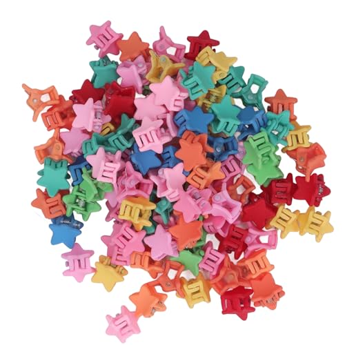 Akozon 100 Stück Süße Bunte Stern-Haarklammern, Kleine Haar-Accessoires in Verschiedenen Farben für Mädchen und, Einfach zu Verwendende Haarklammern von Akozon