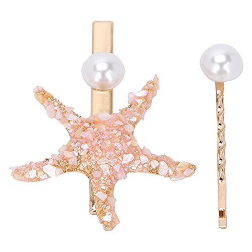 Akozon 2-teiliges Set mit Falschen Perlen und -Haarspangen – Elegante Haarspangen mit Seitlichem ~ Kopfbedeckung, Haarschmuck für Mädchen und Frauen (Helles Rosa) von Akozon