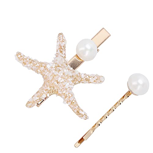 Akozon 2-teiliges Set mit Falschen Perlen und -Haarspangen – Elegante Haarspangen mit Seitlichem ~ Kopfbedeckung, Haarschmuck für Mädchen und Frauen (White) von Akozon