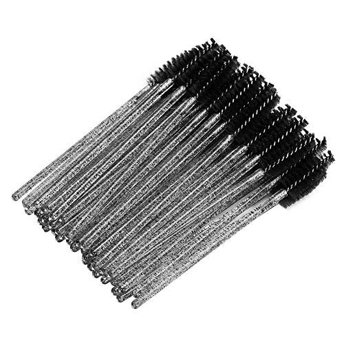 Akozon 50pcs Einweg -Nylon -Make -up -Pinselstäbe für Wimpern und Augenbrauen - Tragbare Mascara -Applikatoren und Augenbrauenkämme für Einfache Make -up -Anwendung (BLACK) von Akozon