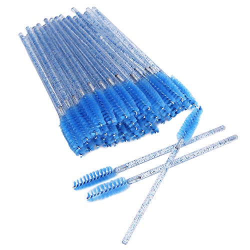Akozon 50pcs Einweg -Nylon -Make -up -Pinselstäbe für Wimpern und Augenbrauen - Tragbare Mascara -Applikatoren und Augenbrauenkämme für Einfache Make -up -Anwendung (Dunkelblau) von Akozon