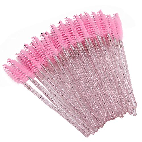 Akozon 50pcs Einweg -Nylon -Make -up -Pinselstäbe für Wimpern und Augenbrauen - Tragbare Mascara -Applikatoren und Augenbrauenkämme für Einfache Make -up -Anwendung (PINK) von Akozon