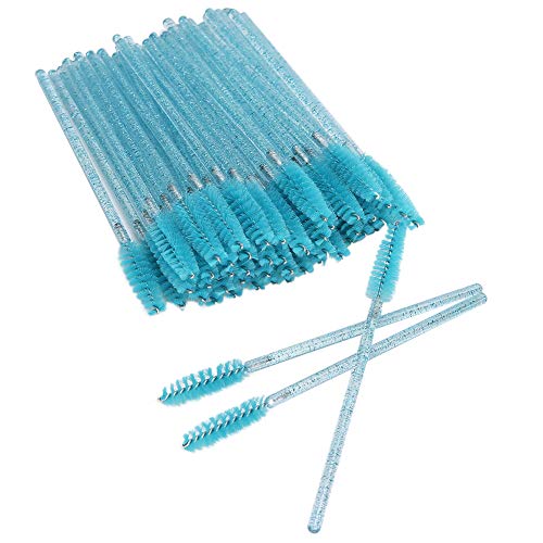 Akozon 50pcs Einweg -Nylon -Make -up -Pinselstäbe für Wimpern und Augenbrauen - Tragbare Mascara -Applikatoren und Augenbrauenkämme für Einfache Make -up -Anwendung (hellblau) von Akozon