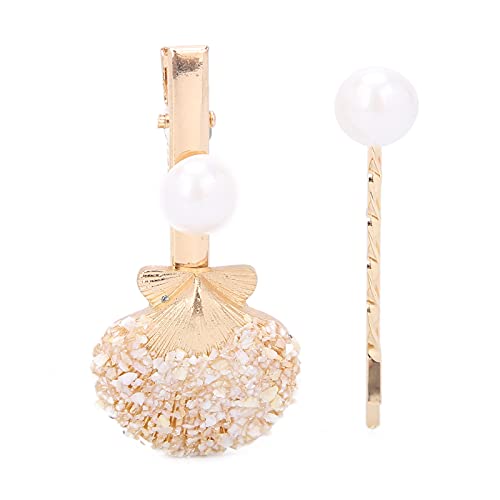 Akozon Elegante Damen-Haarspange mit Muschelförmiger Kunstperlendekoration, Legierungs-Haarschmuck für Mädchen Im Alltag, Hellrosa (WHITE) von Akozon