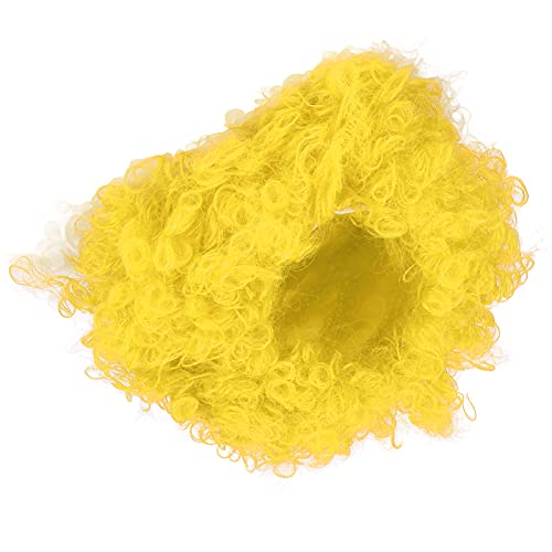 Akozon Erwachsene Bunte Regenbogen-Zirkus-lockige Afrikanische Clown-Perücke für Halloween-Kostümparty, Farbenfrohes Kostümzubehör (YELLOW) von Akozon