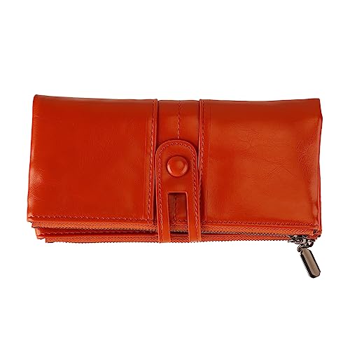Akozon Exquisite Lange Damen-Geldbörse aus PU-Leder, Modischer und Praktischer Kartenhalter, Geldbörse mit Reißverschluss Im Retro-Stil von Akozon