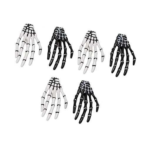 Akozon Halloween Skelett Hände Knochen Haarspangen, Punk Rock Horror Accessoire für Frauen & Mädchen, 3 Paar Set von Akozon