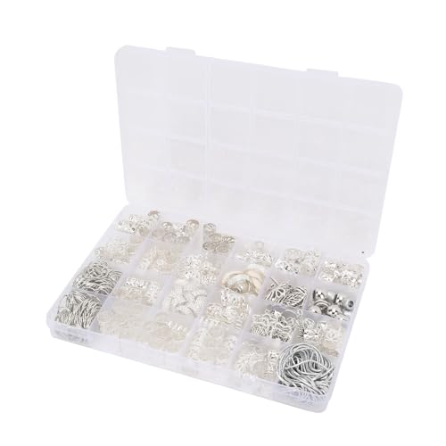 Akozon Modisches Haar-Zopf-Zubehör mit Metall-Spiralring, Manschettenanhänger und Dreadlock-Perlen aus Legierung, Haarschmuck für Zöpfe, Loc- und Dreadlock-Haar-Accessoires. von Akozon