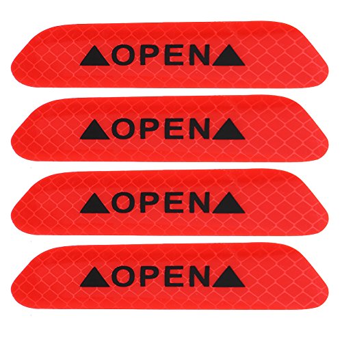 Akozon Selbstklebende Autotür Reflektierende Warnung Aufkleber Sicherheitsstreifen Aufkleber Zeichen 4st(Rot fluoreszierend) von Akozon