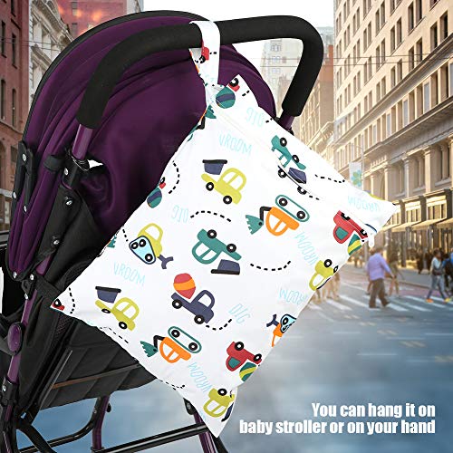 Akozon Wasserdichtes Tragbares Baby-Windelspeicherbeutel mit Reißverschluss-vielseitiger Windelbeutel für Tägliche Essentials, Ideal für Kinderwagen und Eltern Im Rahmen der Besucher (blaues Auto) von Akozon