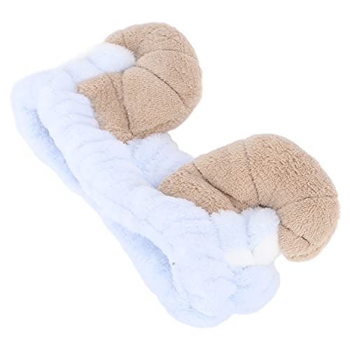 Gesichts-Make-up-Stirnband, Süßes Croissant-elastisches Stirnband für Damen – Weiches Stoff-Haarband Zum Waschen des Gesichts, Zum Auftragen von Make-up und Im Spa (Hornstirnband von Akozon