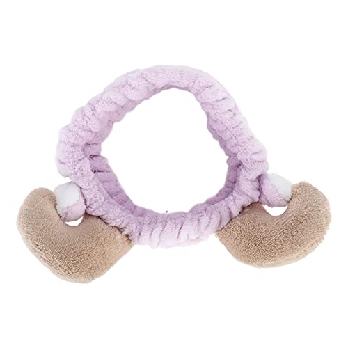 Gesichts-Make-up-Stirnband, Süßes Croissant-elastisches Stirnband für Damen – Weiches Stoff-Haarband Zum Waschen des Gesichts, Zum Auftragen von Make-up und Im Spa (Lila von Akozon