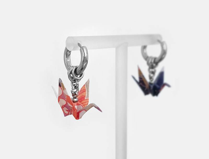 Origami Kranich Ohrringe No.3 von Akrazia