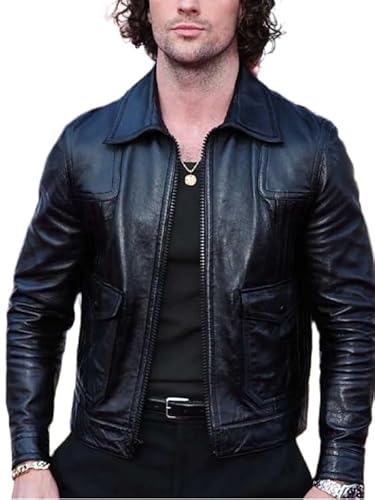 AKSAH FASHION Herren Aaron Taylor Kraven the Hunter Schwarz Motorrad Echtleder Jacke, Schwarz , XS von Aksah Fashion