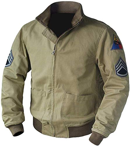 Aksah Fashion Herren Fury Brad Pitt US Army Tank Jacket | Military Khaki Bomber Baumwolljacke, khaki, L von Aksah Fashion