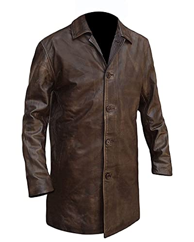 Aksah Fashion Dean Winchester Herren-Lederjacke, Used-Look, Vintage-Stil, Braun, Aus Echtleder, L von Aksah Fashion