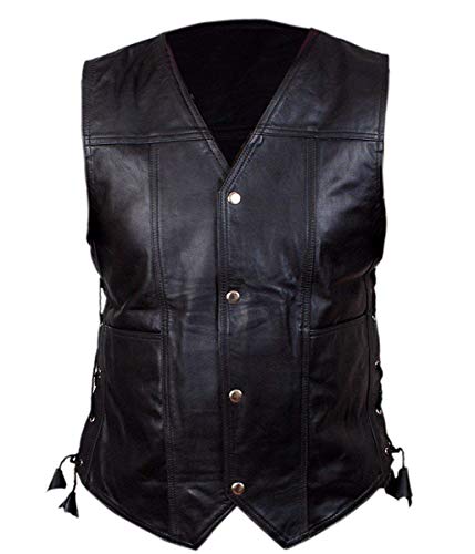 Aksah Fashion Herren-Lederweste mit schwarzen Engelsflügeln | Walking Dead Daryl Dixon Weste aus echtem Leder in Schwarz von Aksah Fashion
