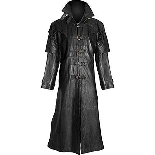 Aksah Fashion Herren Van Helsing Hugh Jackman Steampunk Gothic Leder Langer Trenchcoat Kostüm, Schwarz , XXL von Aksah Fashion