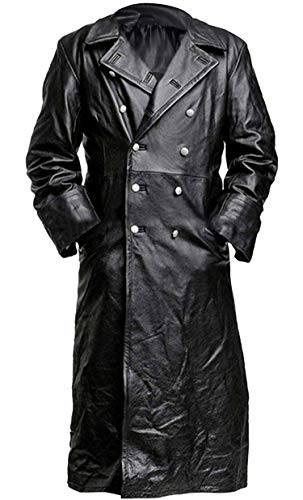 Herren Trenchcoat im Vintage-Stil des deutschen Weltkriegs 2. Weltkrieg, Militäruniform, Rindsleder von Aksah Fashion