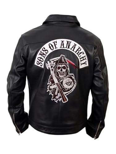 Men Sons of Anarchy inspirierte Motorradjacke | Mantel aus echtem Rindsleder, Schwarz , XL von Aksah Fashion